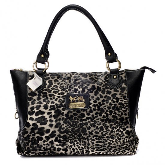 Coach Leopard Fur Large Black Totes BAH - Click Image to Close